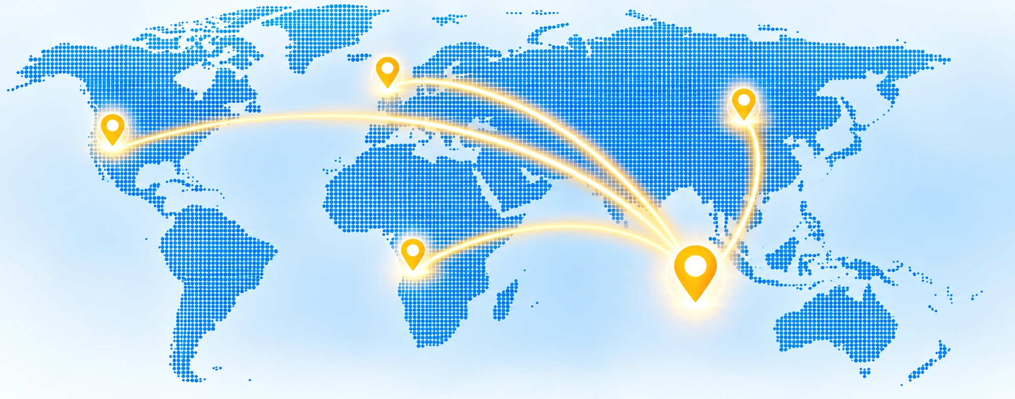 World map with continents active in VRPAY advertising markets